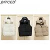 BITCED Autumn/Winter Puffer Jacket with Stand Collar and Zip Fastening Cotton-Filled Waistcoat, Vest, Jacket, or Light Outerwear