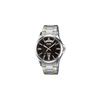 Casio MTP-1381G-1AV Analog Quartz Men's Watch Silver Gold Metal Band Black Dial