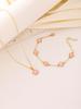 2-teiliges Glücksklee-Zirkon-Set für Damen, Mode-Blumenarmband + Halskette, Geburtstag, Ann