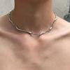 Zinc Zinc Alloy Bamboo Joint Chain Silver Color Snake Bone Chain New Trendy Punk Necklace Music Festival