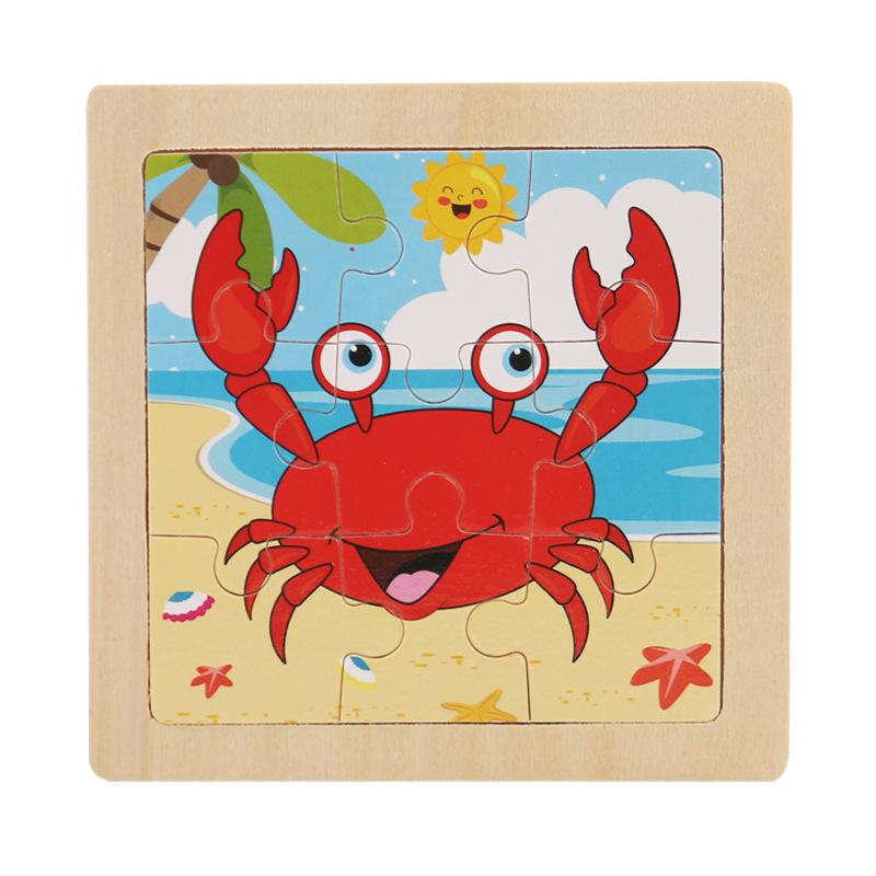 9-Piece Wooden Cartoon Animal Transport Jigsaw Toy for Early Education