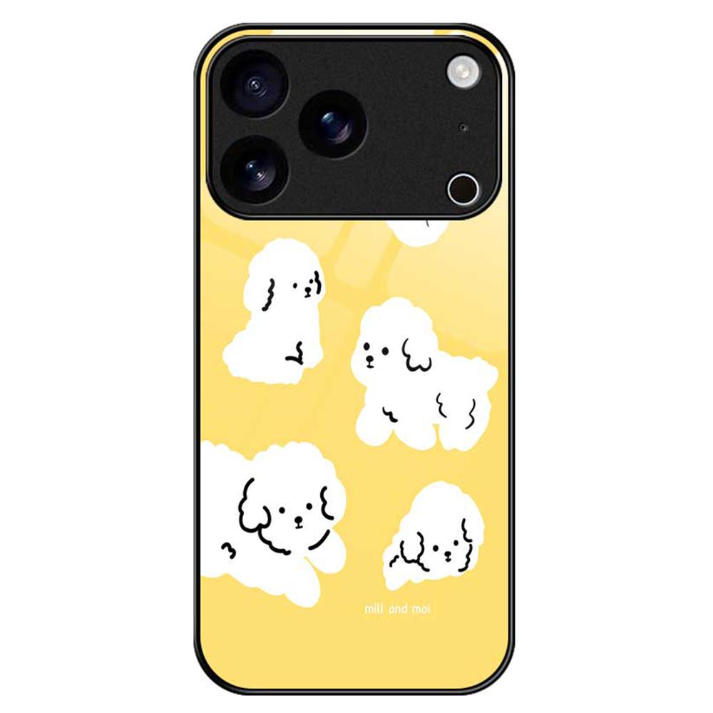 For iPhone 17 Pro Max Case TPU PC Tempered Glass Pattern Printing Phone Back Cover