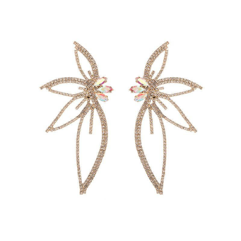 

Женские серьги-гвоздики Цветной кристаллический сплав Преувеличенные яркие листья и цветы Индивидуальная сетка Красные серьги премиум-класса OneSize белый