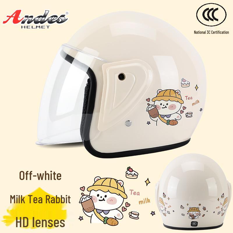 Universal 3C Certified Motorcycle Helmet for All Seasons - Cute, Safe, Sun-Protected, Unisex Half Helmet for Summer and Fall/Winter