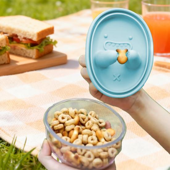 No-Mess Snack Box Transparent Sealed Box with Silicone Lid Reusable Cookies Storage Container Prevent Fingers from Getting Dirty for Picnic Camping