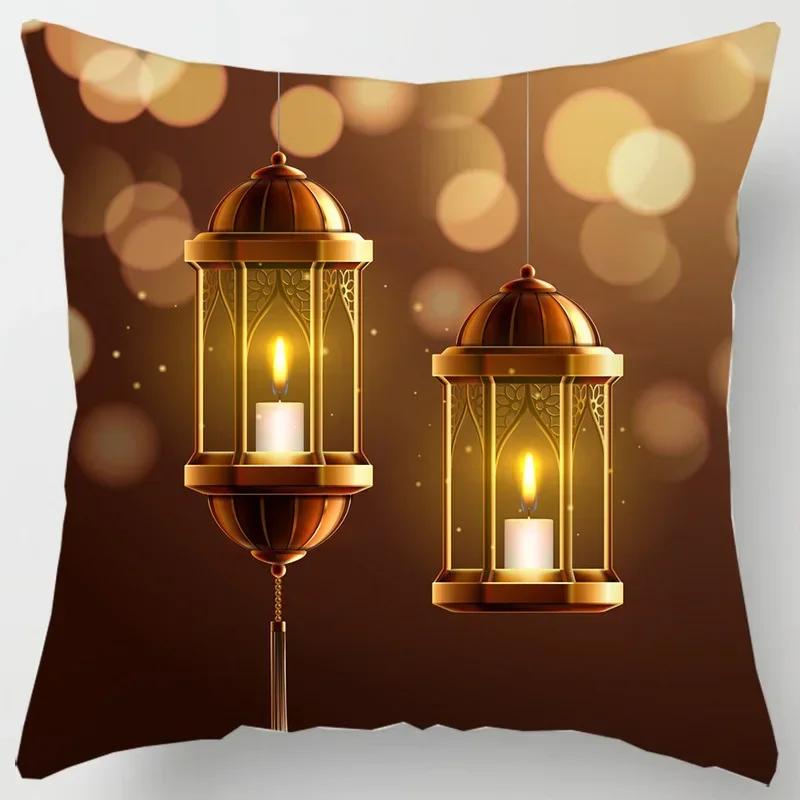 Eid Mubarak Print Pillowcase Arab Islamic Muslim Ramadan Kareem  Living Room Home Sofa Decoration Cushion Cover