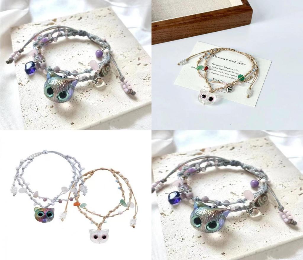 Entzückendes mehrfarbiges Katzenaugen-Perlenarmband für Damen Elegantes und trendiges Accessoire