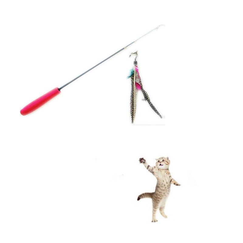 Bird Feather Wand Cat Toy Kitten Interactive Toy Teaser Wand Scalable Refills