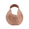 Women's Crescent Straw-Woven PU Leather Handbag - Fashionable Commuter Underarm Bag