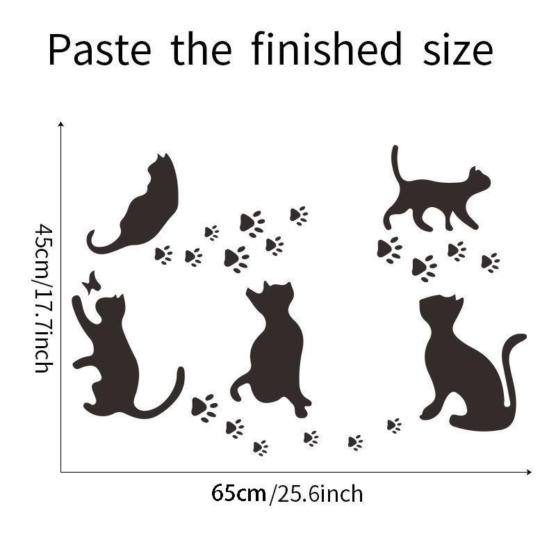 Czarny Kot Bawiący się Łapkami Naklejki Ścienne Samoprzylepne Naklejki do Sklepu Zoologicznego, Szyby Okienne, Szafy i Ścian w Sypialni Wodoodporny Wystrój