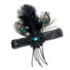 Black Ostrich Peafowl Feather Sequined Tassels Elastic Hair Band Stretchy Headwear For Women Party Elegant Accessory