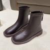 Soft-soled Martin boots women's 2025 new autumn versatile flat-bottomed short boots black rear zipper British Chelsea boots