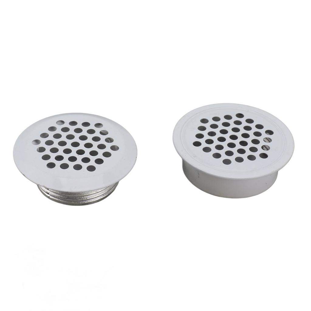 2Pcs Round Vent Cover White Rustproof Rugged Versatile Air Vent Mesh Hole Cover for Home Closet