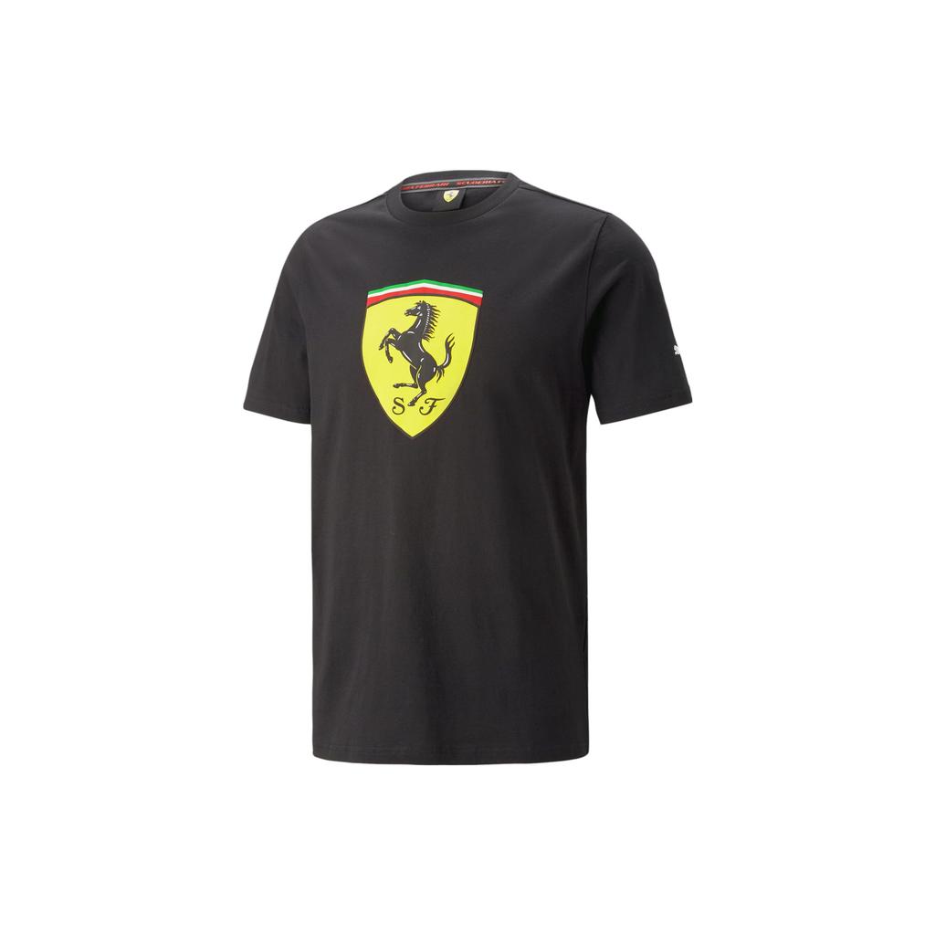Puma X Ferrari Active Sports Kolaborace Velké Logo Ležérní Tričko s Krátkým Rukávem a Kulatým Výstřihem Pánské Topy Černé 538175-01