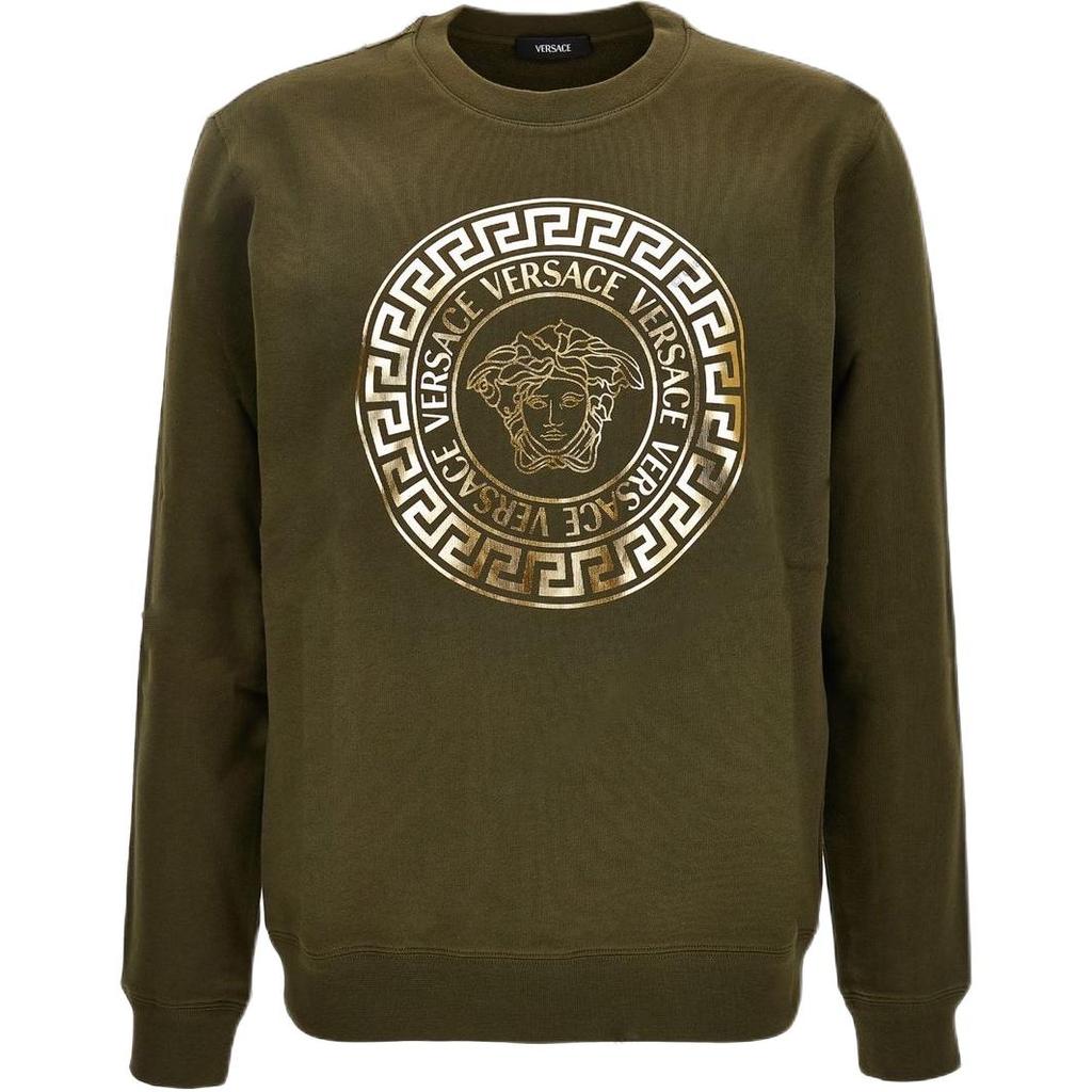 VERSACE Sweatshirts Men's Olive Green Crew Neck Moderate Regular 1011852-1A12064-2K280