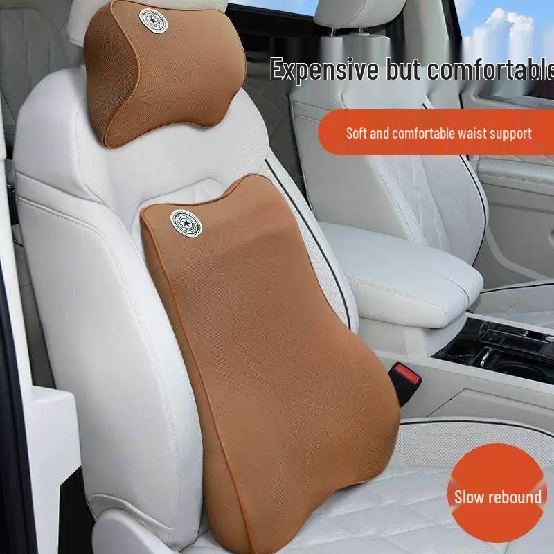 Premium Memory Foam Car Headrest & Lumbar Support Pillow Set