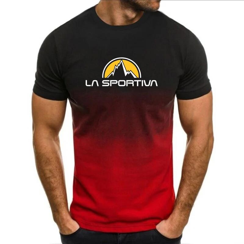 La Sportiva-Tricou cu imprimeu cu litere pentru bărbați, tricou confortabil și respirabil cu gât rotund, tricouri sportive