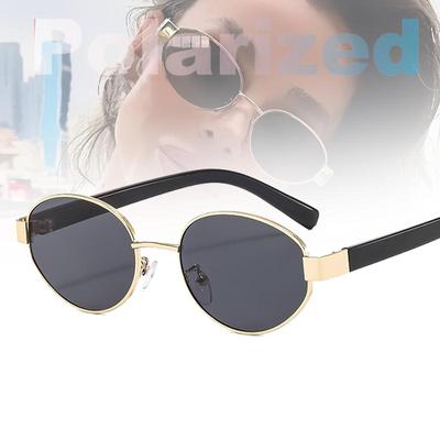 Retro Metal Oval Sunglasses Women Fashion Clear Ocean Lens Shades UV400 Men Trending Punk Sun Glasses