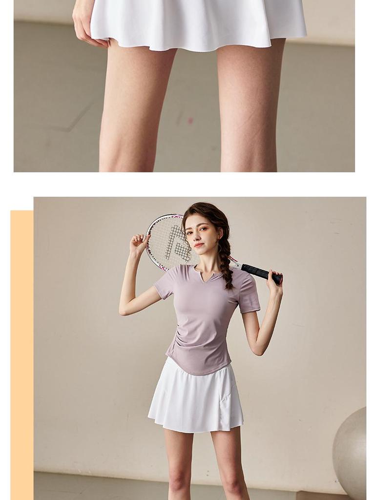 White Sports Mini Skirt: Two-Piece Style, Anti-Exposure - Perfect for Badminton, Tennis, Running & Fitness. Women's Half Skirt for Summer.