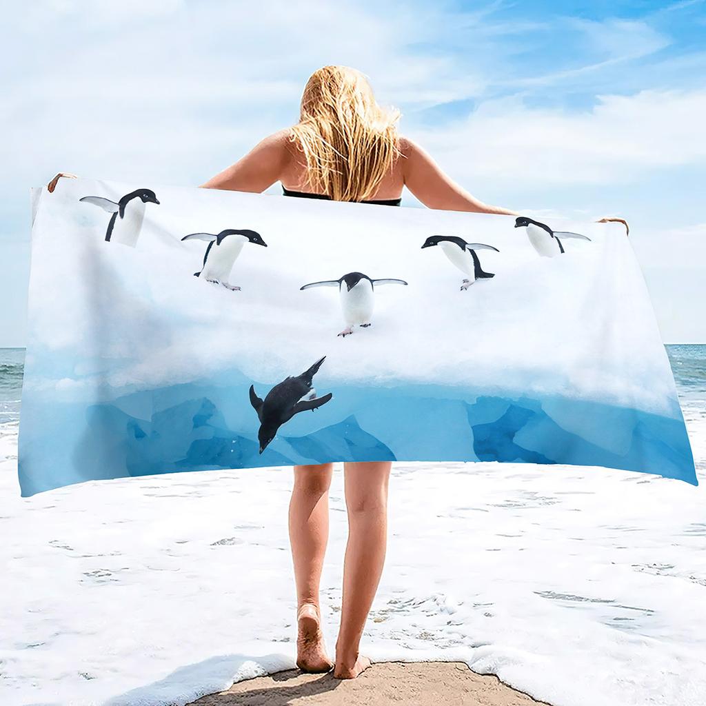 Serie di Stampa Pinguino Piccolo Telo Mare Villaggio Turistico al Mare Asciugamano da Bagno per Nuoto Asciugamano Sportivo