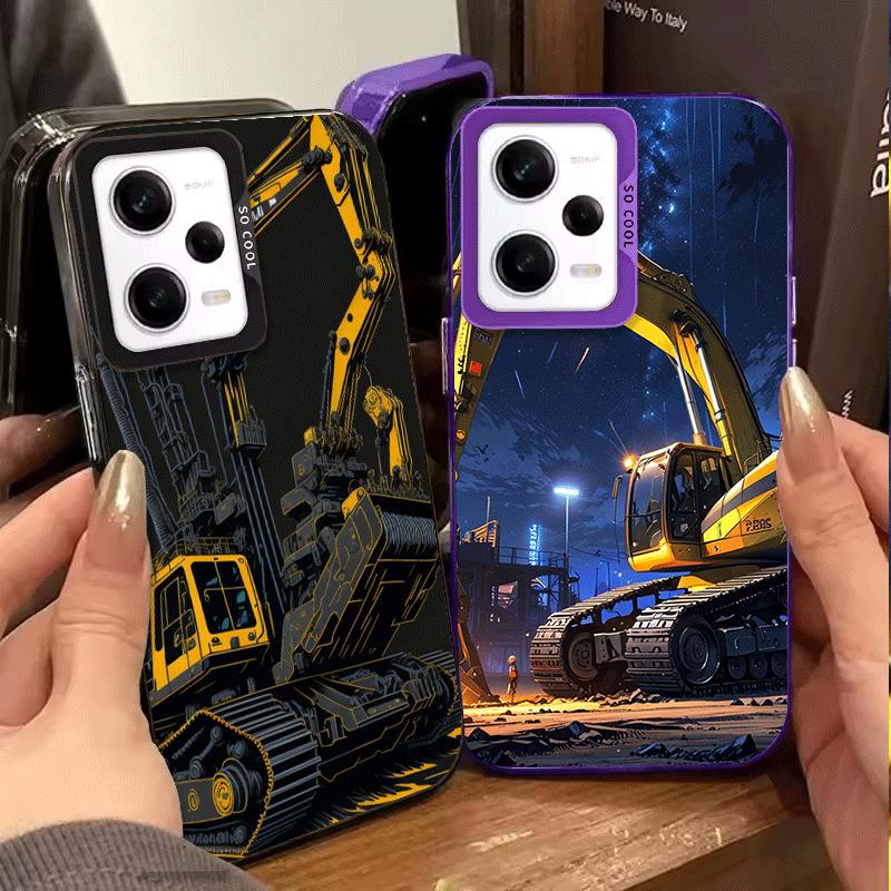 Excavating Machinery Cool Soft Phone Case for Xiaomi Redmi Note 13 14 15 Pro Plus 12S 12 11S 11 11T 10S 10 Shockproof Cover Back