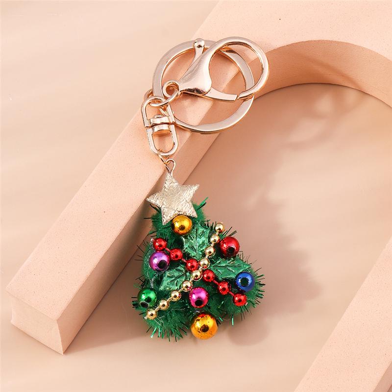 Pretty Christmas Tree Keychain Snowfake Key Ring Pendants for Key Holder Women Girls Handbag Charms DIY Jewelry Gifts