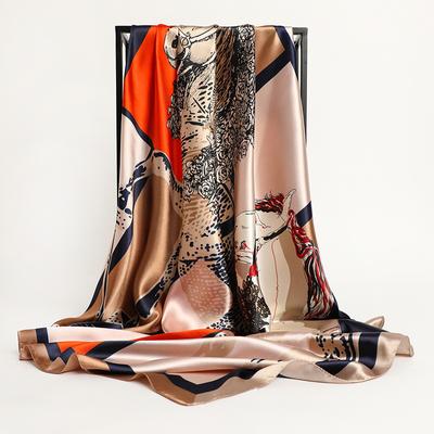 Moda Eşarp İpek Saten Boyun Eşarbı Kadınlar İçin Baskılı Başörtüsü Eşarpları Kadın 90X90CM Kare Şallar Ve Şallar Eşarplar Bayan İçin