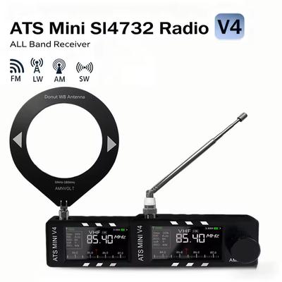 AMNVOLT V4 ATS MINI Radio 1.9inch IPS Screen Full-Band DSP Radio Portable FM AM SSB LSB USB Receiver W/ Hi-Z Headphone Amplifier