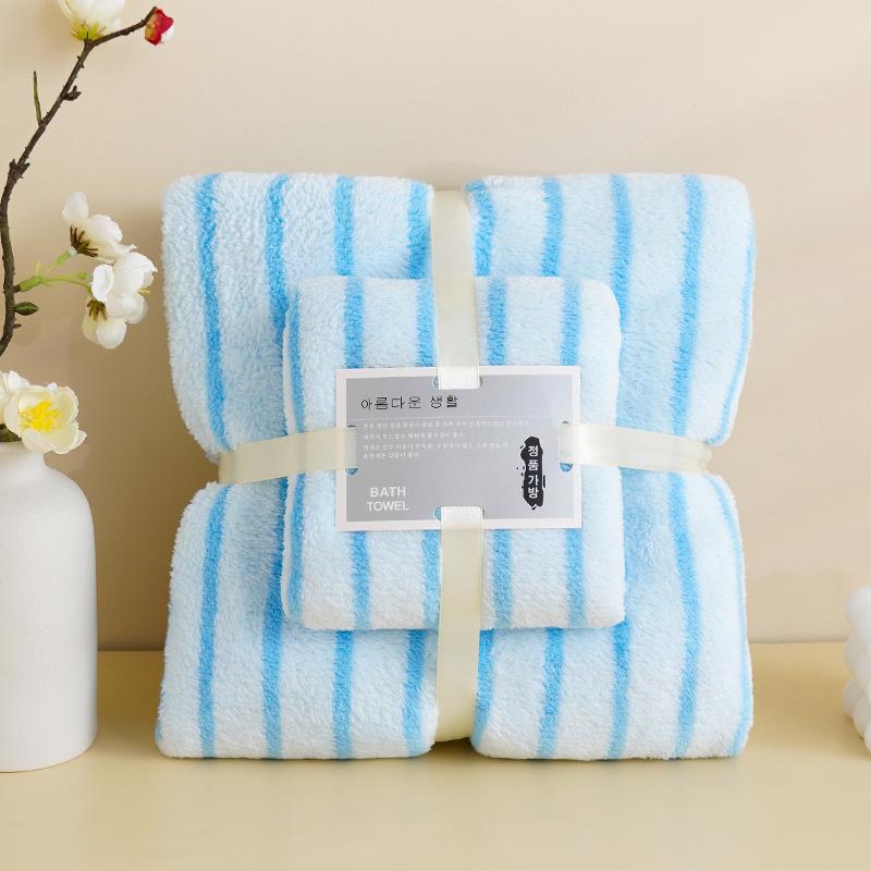 2-teiliges Korallenfleece-Handtuch Badetuch-Set Weizenmuster Superweich Saugfähig Badelaken Spa-Gesichtstuch Mehrere Musteroptionen