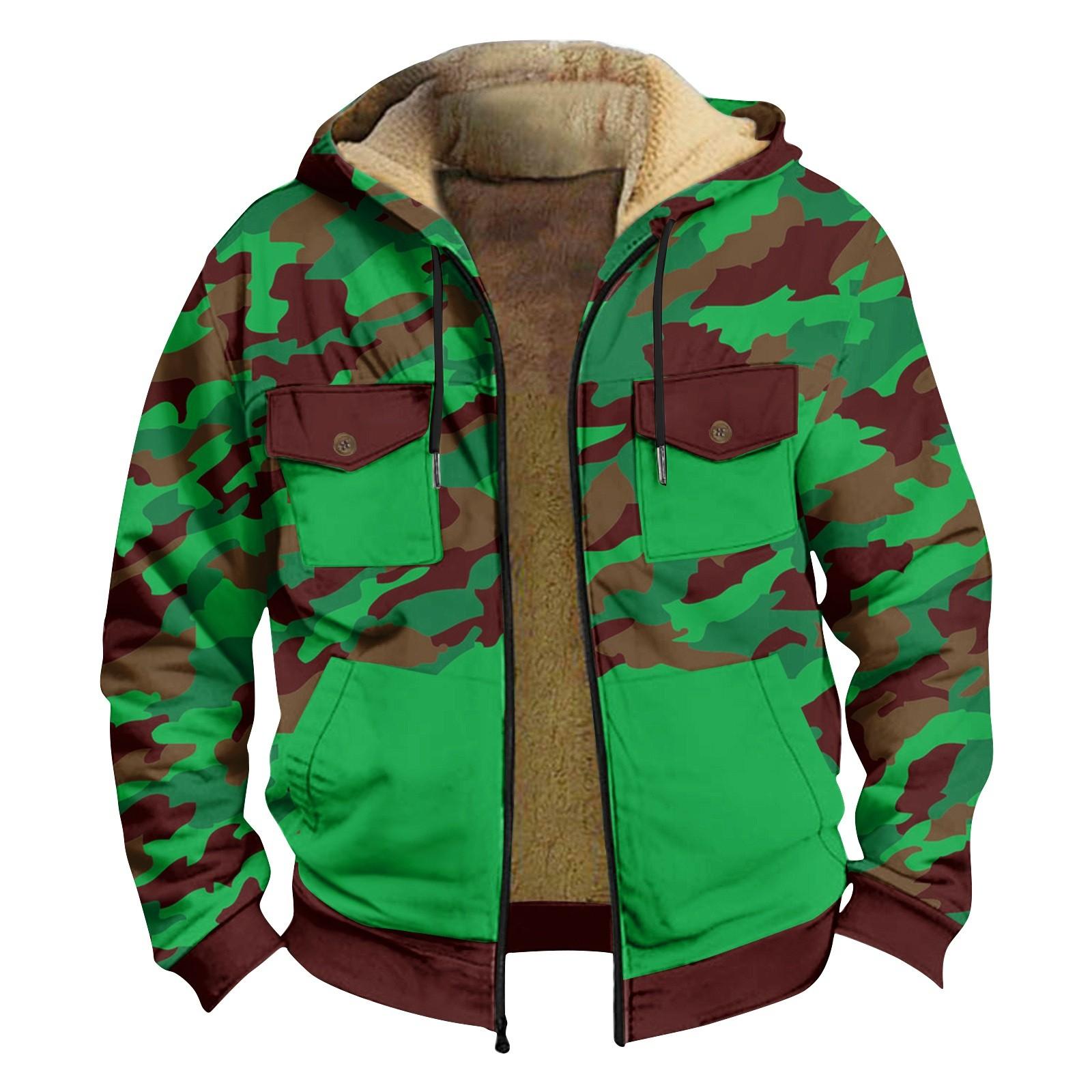 Men s Winter Camouflage Print Jacket Men s Casual Zipper Hooded Jacket XXXL