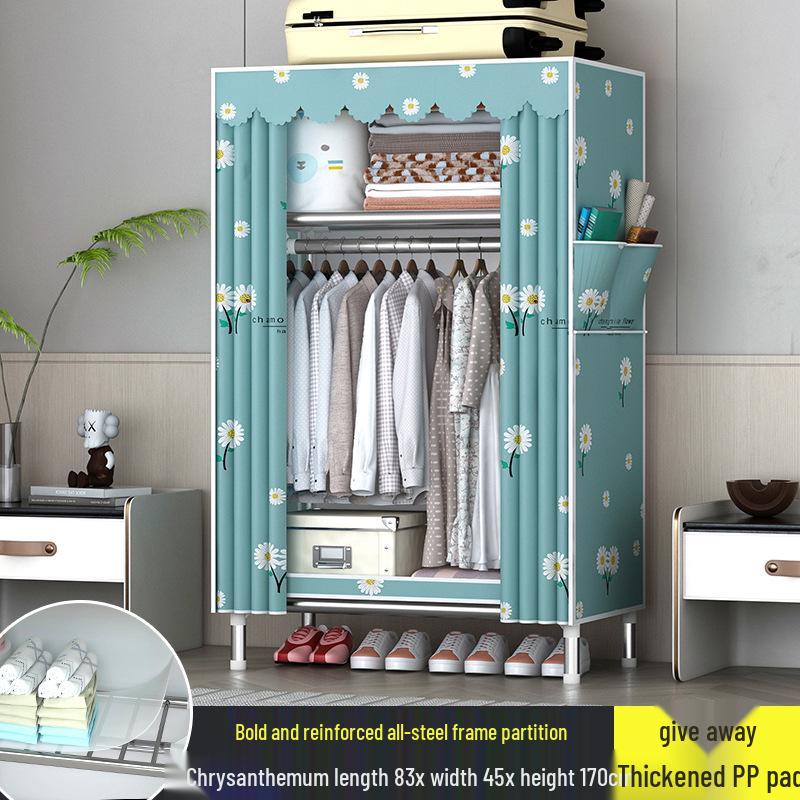 Sturdy All-Steel Cloth Wardrobe: Durable Bedroom Storage Cabinet for Easy Assembly