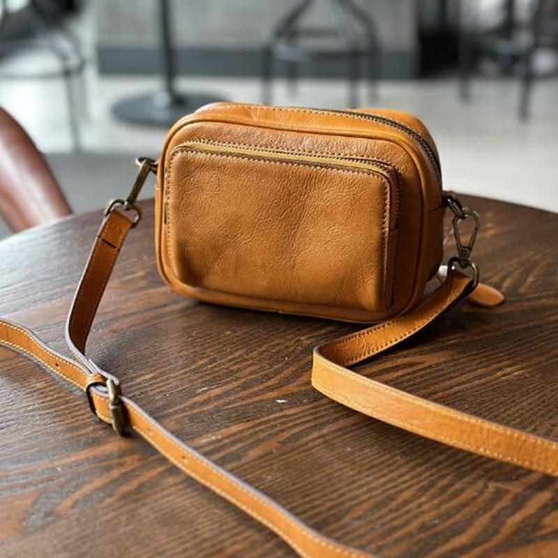 Fashi Leather Camera Bag Female 2026 Summer New Small Square Bag Cowhide Casual Single Shoulder Crossbody Head Layer Cowhide