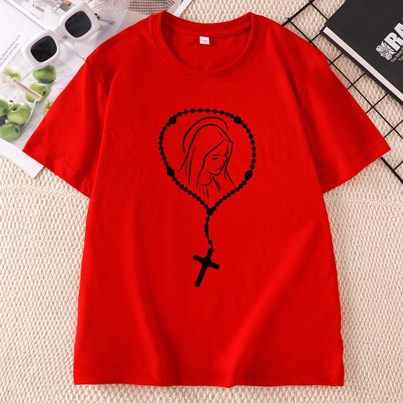Virgin Mary God Jesus Faith Religious Catholic TShirt Unisex Print Cotton Short Sleeve Round Neck T Shirt Casual Top Unisex