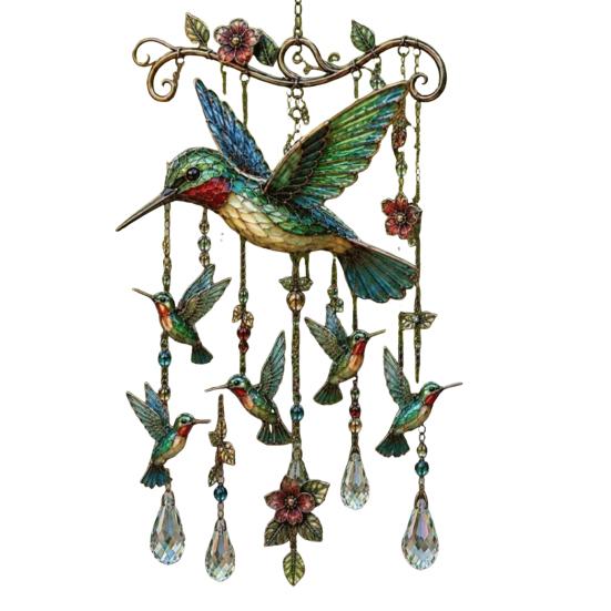 Carillons éoliens Colibri, avec Pendentifs en Cristal Carillons éoliens Métalliques d'Extérieur, Réflexion de la Lumière Arc-en-ciel Carillon éolien Durable pour la Décoration de Jardin et de Cour