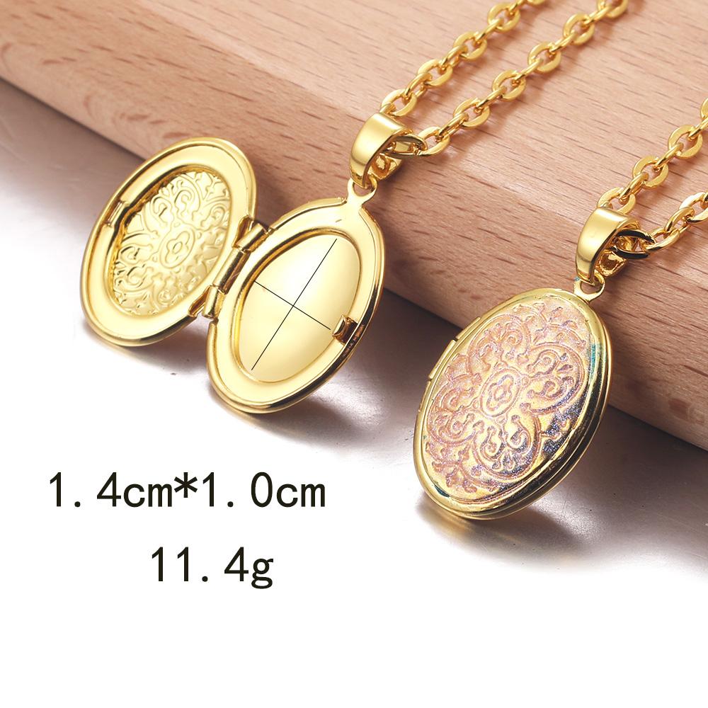 Golden Locket Pendant Mood Necklace Emotion Women Men Lovers Photo Frame Box Choker Necklaces Fashion Love Enamel Jewelry