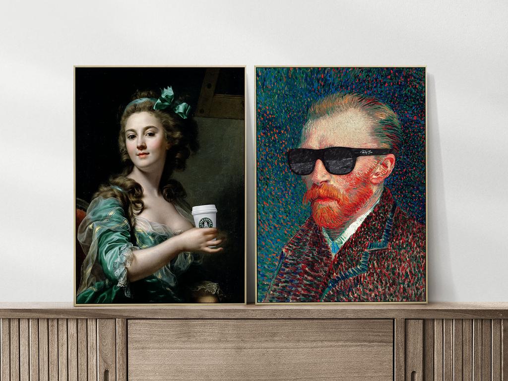 Zestaw dwóch plakatów van gogh kawa