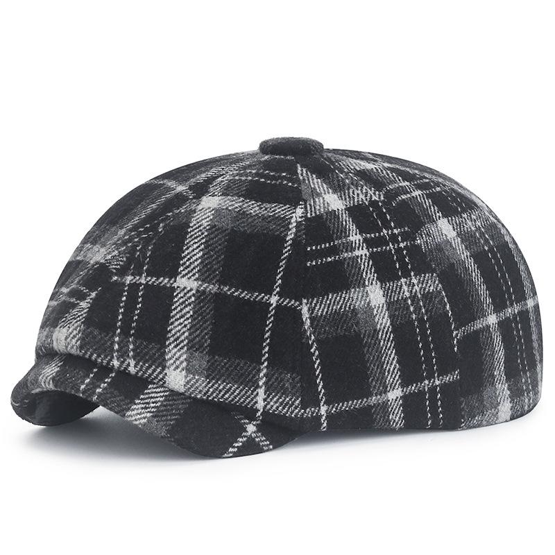 Men Women Berets New Autumn Winter Hat Retro Octagonal Flat Cap Artist Painter Beret Hat Male Female Plaid Ivy Beret Cap