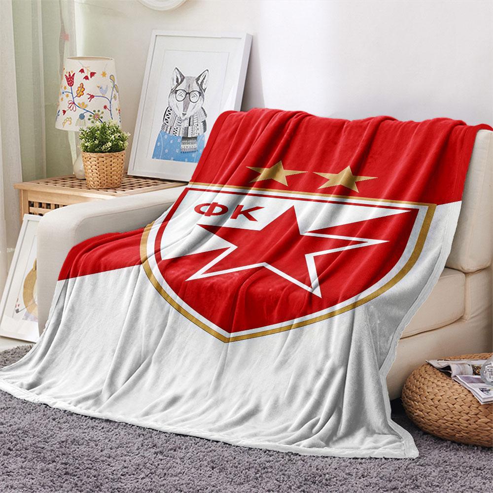 Crvena Zvezda Logo FlAannel Blanket, High Quality Comfortable for All Seasons, Home Decor, Warmth and Comfort