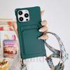 Vintage Hülle mit Band für iPhone 16 14 11 12 Mini 13 Pro Max X XS 7 8 15 Plus Crossbody Lanyard Halsband Silikon Kartensteckplatz Abdeckung