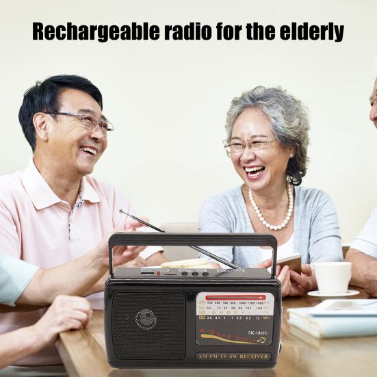 1861U Digital Radio High Sensitivity Rechargeable Signal-Reception Loud Sound AM FM SW Full-wave