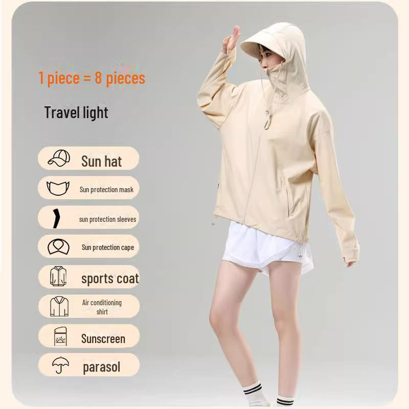 LULU OIOI Unisex Eisseiden-Sonnenschutzjacke mit breiter Krempe, Anti-UV, dünn und atmungsaktiv für Sommer-Outdoor-Aktivitäten.