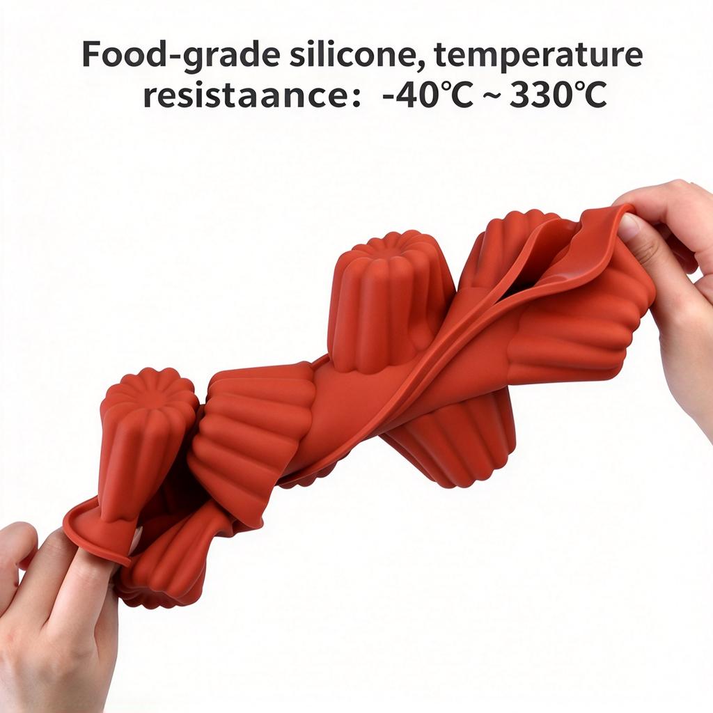 Non-stick Silicone Cannelé Baking Mold, 8 or 18 Cavity Dessert Mould for Oven Use