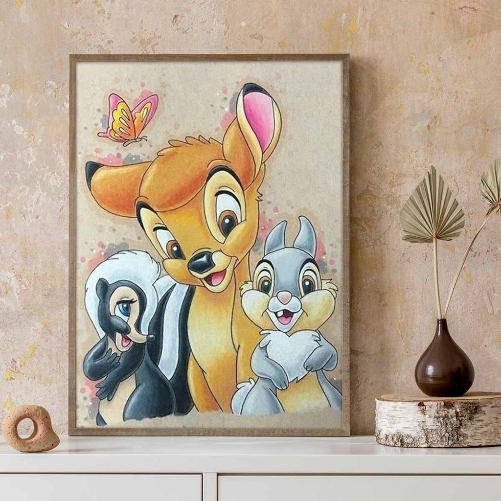 DIY Diamond Painting Bambi and Her Companions Cross Stitch Kit Mosaic Art Diamond Painting Full Circle Diamond Home Decoration