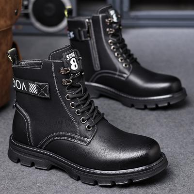 Martin Boots Men's New Autumn and Winter Warm British Style Retro Men's Velvet Fashion Men's Leather Shoes High-top Tooling Boots