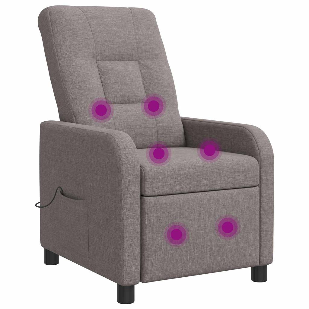 Massage Recliner Chair Taupe Fabric