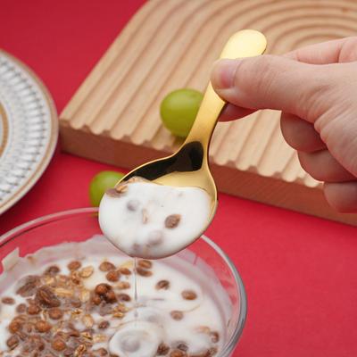 Stainless Steel Baby Spoon Fork Short Handle Mirror Polished Food Grade Mini Ice Cream Dessert Tea Soup Scoop Scooper Kitchen Cutlery Utensils