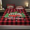 3pcs Christmas red checkered car print coreless bed sheet set multiple size soft bed covers bedroom bedding decorations
