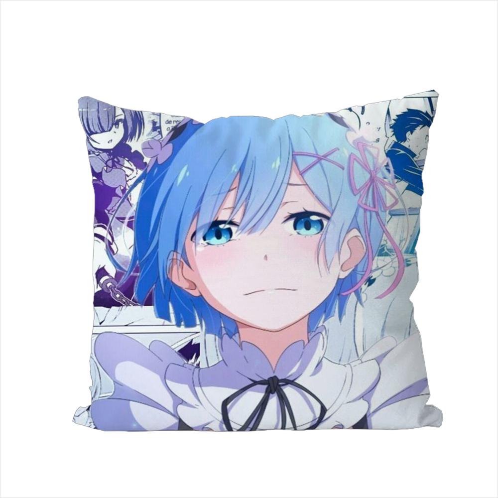 ReZero Rem Kissenbezug für Auto Sofa Dekorativ Zuhause Zweiseitiger Druck Plüsch Quadratisch Wurf Kissenbezug