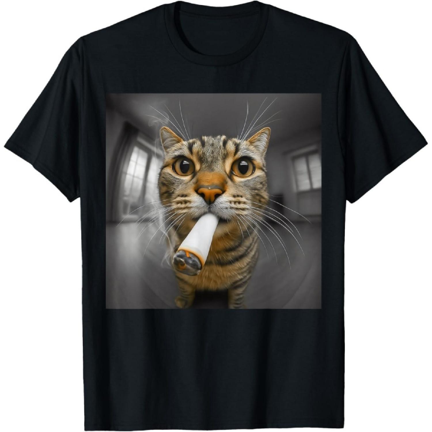 Смешная футболка с мемом курящего кота QINGXIUU XXXXXL разноцветный