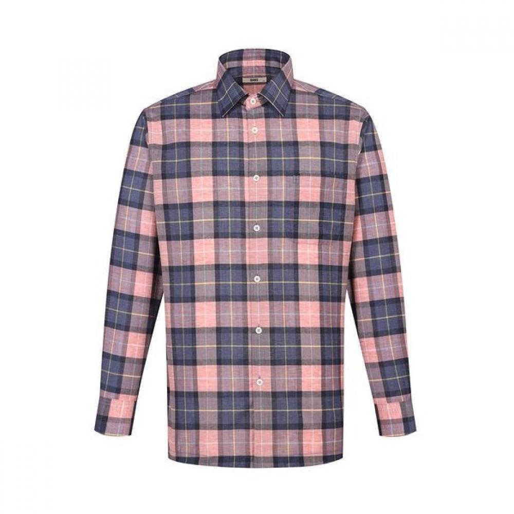 DakS Men S Linen Check Regular Fit Long Sleeve Shirt dmS1Shcl110p1 Pink/095